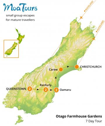 Otago Farmhouse Gardens Tour Map - MoaTours