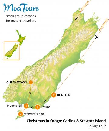 Christmas in Otago Tour Map - MoaTours