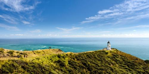 Cape Reinga Lighthouse and the Tasman Sea & Pacific Ocean